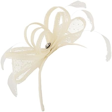 Francine Diamante Sinamay &amp; Feather Headband Fascinator, from Elegance Boardmans (Ivory)