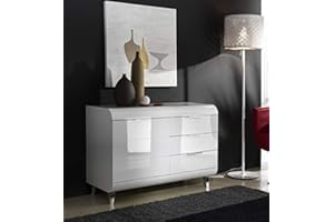 Web Convenienza Madia con 1 Anta 3 Cassetti Made in Italy – Credenza Contenitore Collezione Vega per Soggiorno Cucina Ingresso Sala da Pranzo Mobile Design moderno originale - Colore Bianco Lucido