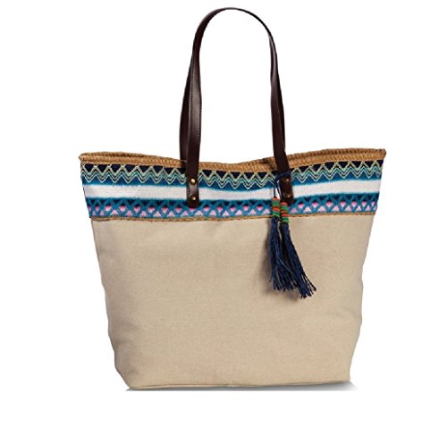 Preisvergleich Produktbild Fabrizio Strandtasche mit Bordüre (beige)