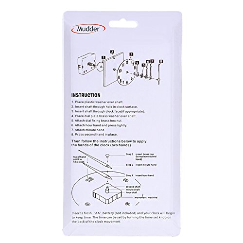 Mudder Lange Spindel Quarz Uhrwerk, Maximale Zifferblatte von 1/ 2 Zoll dick, Gesamtschaftlänge von 9/ 10 Zoll - 7