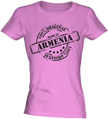 Made In Armenia - Ladies Fitted T-Shirt Top, Size 3X-Large, Colour Candyfloss