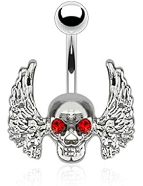 beyoutifulthings Bauch-nabelpiercing 1,6mm 10mm Anhänger Totenkopf Skull Nabel-piercing Edelstahl Chirurgenstahl...