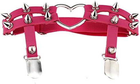 Women Fashion Punk Gothic Harajuku Studded Heart Garters Leg Ring Rivet Gift