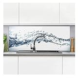 QUALITÄT - MADE IN GERMANY: Die Küchen Glasrückwand aus 4mm ESG Sicherheitsglas (DIN EN 12350-1) ist hitzebeständig und an alle Herdarten einzusetzen. Der perfekte Glas Herd Spritzschutz.