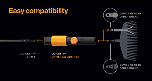 Original Fiskars Universaladapter für die Nutzung aller Gartenwerkzeugköpfe zur Kombination von einem QuikFit Stiel mit Geräteköpfen anderer Hersteller, Länge 17 cm, Kunststoff, Schwarz/Orange, QuikFit, 1000617 - 4