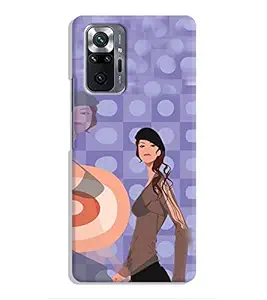 PRINT VISA Lady Girl Ladki Scarf Lovely Good Gift Designer Printed Hard Back Case for Redmi Note 10 Pro- Multicolor