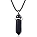 Produktbild Gemstone Stone Crystal Quartz Faceted Six Pyramid Chakra Sliver Pendant Necklace (Black agate) by necklace