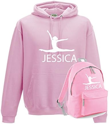 I Leisure Personalised Air Jump Gymnastics Figures Hoody and Bagbase Backpack Team Wear Kit Dance Bag Bundle Special Offer (9-11, Pink)