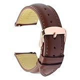 Schnellverschluss Echtes Leder Uhrenarmband 20mm Braun Ersatzarmband Poliert Uhrenverschluss Roségoldschnalle Gepolstert Super Weich