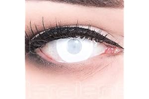 MERALENS Lentillas de color blanco Vampiro White Out 1 par. Cómodo y perfecto para el carnaval de Halloween gratis estuche de lentillas sin graduación