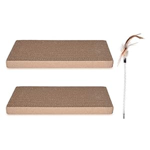 Navaris Set de Repuesto para rascador de Gato – Tabla de rascar para Mascotas – Set de 2 tableros afiladores de uñas de cartón Corrugado y bambú