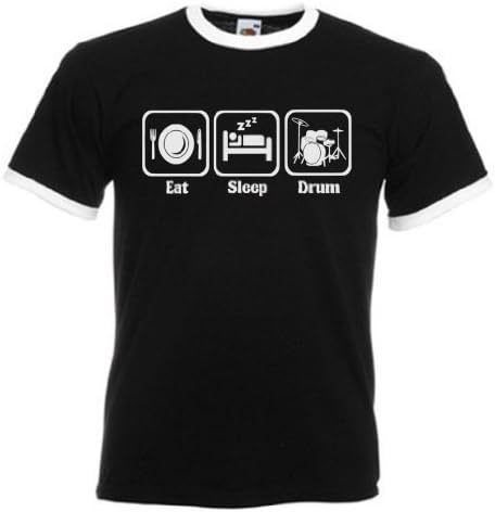 Eat Sleep Drum Drummer Adults Mens Gift Unisex Black Ringer T-Shirt XXL black