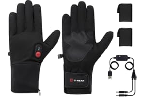 G-HEAT - Gants Chauffants Confort - Mixtes - Tactiles - Résistants - Déperlants - Anti-dérapant. Usages : Loisirs, Travail, Les Personnes souffrant du Froid. Fournis avec Batteries, câble de Recharge