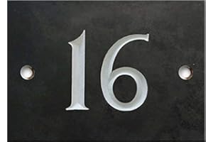 NUMBERS & NAMES BY ATLANTIC HARDWARE Engraved Slate House number sign - 1 to 99 (select your number here) - number 16 (Same Day Dispatch by 1st class Post!!!)