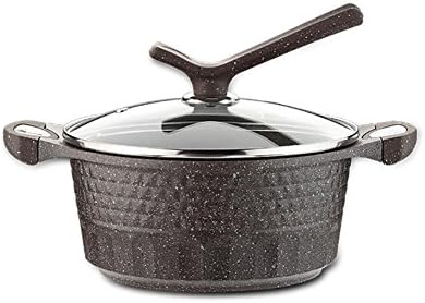 PLYY Alloy large saucepan glass lid heat insulated handrail, milk, soup, noodles porridge whole families cooking, non-stick smokeless, 32cm, 5L