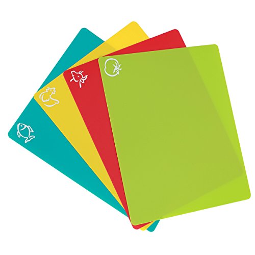 ZITFRI 4er Set Schneidebrett Kunststoff 38×30,5cm Schneidematte antibakteriell biegsam hygiene und rutschfest, getrennter Gebrauch für Lebensmittel wie Fisch / Gemüse / Geflügel / Fleisch - 2