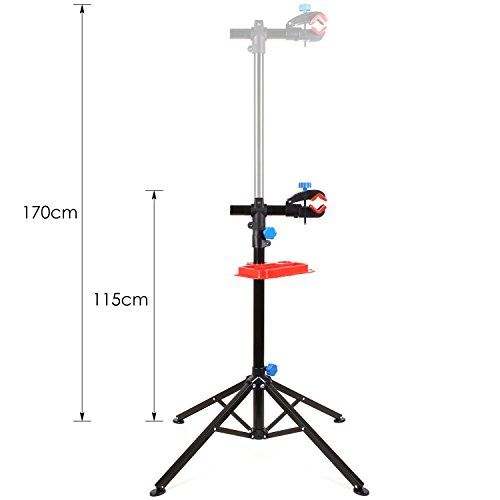 Femor Fahrrad Montageständer 360° drehbar mit Werkzeug Reparaturständer 50 kg Unterstützt Werkzeugständer verstellbar(4-beiniger Stativfuß) - 6