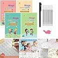 Tinytotem Practice Writing Copybook (4 Book, 1 Pen, 10 Refill) English ABC Number Tracing Book for Pre Schoolers Calligraphy Book Set for Kids Reusable Writing Sank Book (Set of 1)