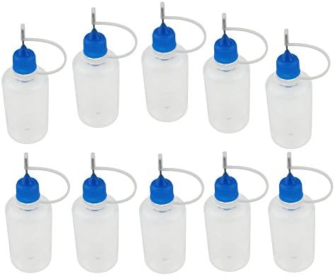 JIUWU 50 ML Dropper Bottles PE Empty E Liquid Bottles With Metal Needle Cap Blue cap