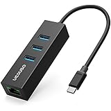UCOUSO USB C HUB, USB 3.1 Type C to 3-Port USB 3.0 Hub with RJ45 Gigabit Ethernet LAN Network Adapter, for MacBook ,MacBook Pro, Chrome book Pixel and More Devices