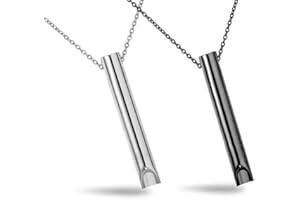 DOKDUK Anxiety Relief Necklace, 2PCS Steel Breathing Necklace for Anxiety Relief, Stainless Steel Breathing Necklace For Stress Relief, Whistle Anxiety Relief Necklace For Women And Men (Black+Silver)