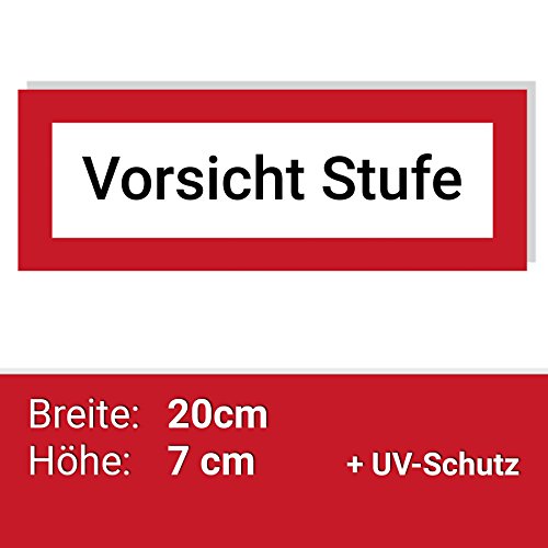 Aufkleber Vorsicht Stufe 20x7cm Schild, Warnung vor Stolper-Sturz-Gefahr