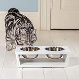 comedero elevado para perros Ideal para gatos y perros. Lords & Labradors - Comedero elevado de madera, color blanco