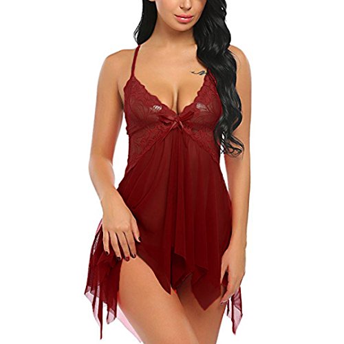 Preisvergleich Produktbild ABsoar Negligees Damen Dessous Sleepwear Minikleid Kurz Kleid Spitze V-Ausschnitt Kleid Unterwäsche Damen Babydoll Lingerie Nachtwäsche Reizwäsche Lingerie