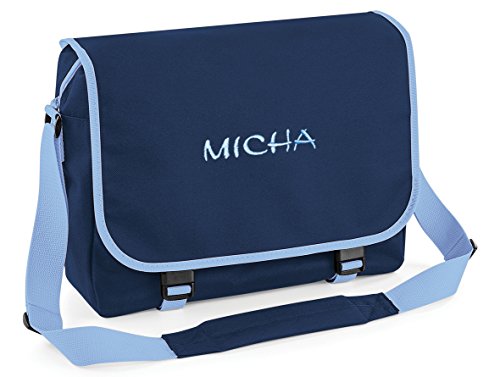 Preisvergleich Produktbild Tasche mit Name, Navy / Hellblau, individualisiert alles Einzelstücke; Stickerei Mitteilung Text nach der Bestellung
