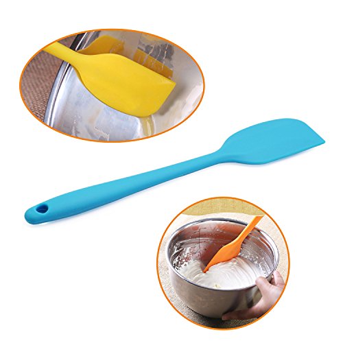 Belmalia 3x Teigschaber Silikon, einteilig, 22 cm Set Blau + Grün + Pink Rosa - 3