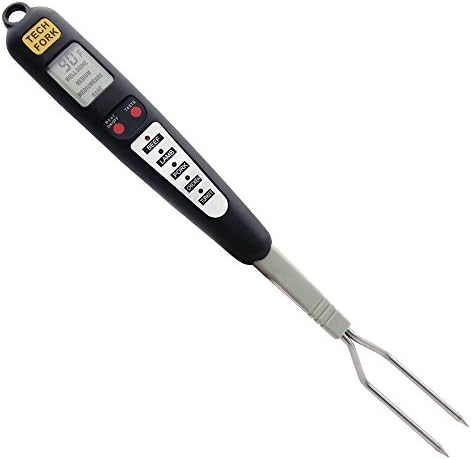 Digital Meat Thermometer with Long Fork, DIWENHOUSE Instant Read Cooking Thermometer with LED Screen and Ready Alarm, Perfect Tool for Kitchen Outdoor BBQ and Grilling (Meat Thermometer - With Fork)