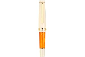 ATOKISS Jinhao 82, mini penna stilografica in acrilico, pennino fine con convertitore, mini penna da viaggio con tasca corta, colore arancione dorato