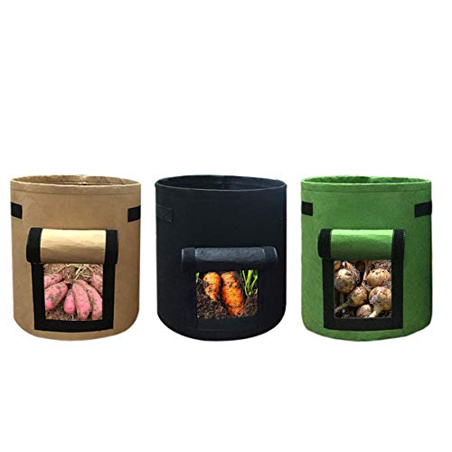 CANDeal 7 Galones Bolsas de Cultivo de Papa, Paquete de 3 Ollas de Tela de aireación Plantas con manijas, Bolsas de Cultivo de hortalizas para jardín Bolsa Maceta con Solapa
