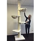 Kratzbaum große katze XXL Maine Coon Tower Creme Deckenhöhe 235-255cm mit 20cm Ø Katzenkratzbaum speziell für schwere Katzen. Deckenhoch.