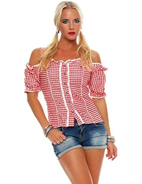 Fashion4Young Dirndlbluse Bluse Trachtenbluse Trachten Oktoberfest Lederhose Trachtenmieder