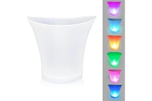 FIPASEN Cubitera De Hielo LED, Regular 5L Cubitera Iluminado Cambian para Fiesta/Hogar/Bar, Impermeable Vino Contenedores para Retro Bebida Vino Cerveza (Color Degradado)