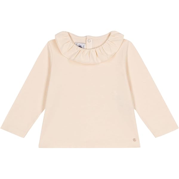Petit Bateau Camicetta Maniche Lunghe Per Bambina - Modello Avalanche, Collo Coreano