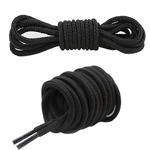 Canwn Lacets Ronds, [3 Pairs] Lacets Renforcés et Résistants pour Chaussures, Baskets, Bottes, Bottines - Epaisseur : 4 mm de Diamètre - Noir