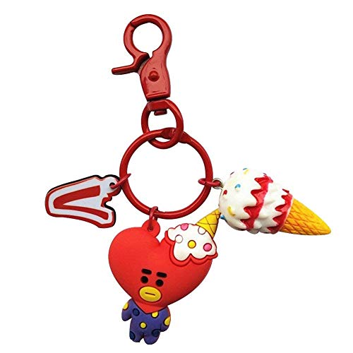 2018 Newest BT21 Kpop Characters Keyring with Bell-BTS Silicone KeyChain Accessories Bag Pendant