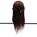 LuckyFine 20 inch 100% Real Long Brown Human Hair Hairdressing Practice Training Head Mannequin + Adjustable Holder