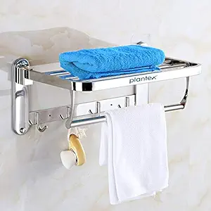 Plantex Casa Stainless Steel High Grade Folding Towel Rack for Bathroom/Towel Stand/Hanger/Bathroom Accessories (24 Inch-Chrome)