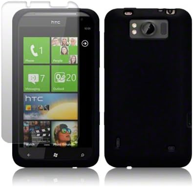 SOFT SILICONE SKIN CASE BLACK FOR HTC TITAN WITH SCREEN PROTECTOR