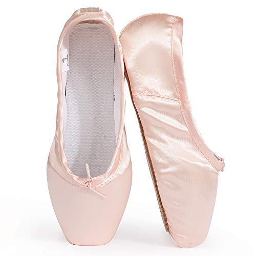 Skyrocket Mujeres y Niñas Satén Pointe Zapatos Puntas de ballet Pack de 1 puntera de gel de silicona y cintas