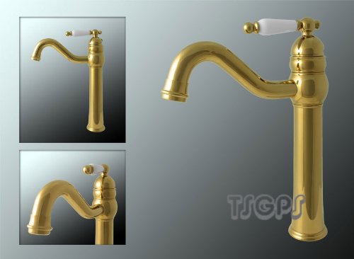 Nostalgie Retro Küchen Einhebel Armatur Gold Schwenkbar Sanlingo