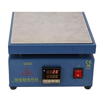 Electronic Heating Station,200x200mm AC 500W Three-dimensional Cooling Hole Digital LCD Electronic Hot Plate Preheating Station for Phone Screen Replacement,SMD Reengineering,etc(UK)