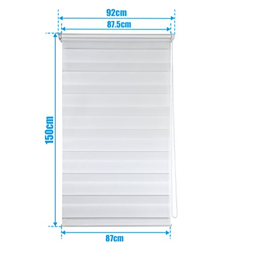 SHINY HOME® 90 x 150cm Duo-Rollo Klemmfix ohne Bohren Doppelrollo mit Klemmträger Weiß - 2
