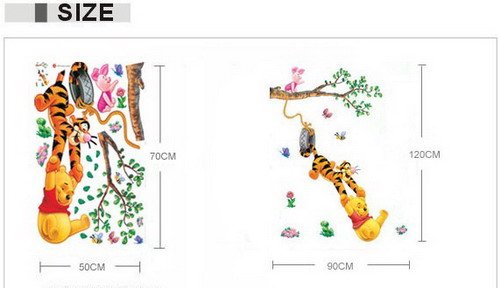 Wandsticker Cartoon Winnie the Pooh / Tigger Schwein auf dem Baum Wandaufkleber Wandtatoo für Kindergarten Baby - 7