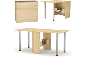 Rodnik Klappbarer Tisch- Esstisch 174 x 80 x75 cm - Klapptisch - Funktionstisch - Bürotisch - Holzoptik-Sonoma Eiche-mit Metallbeinen