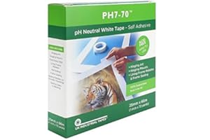 UK INDUSTRIAL TAPES PH7-70 Acid Free Conservation Mount fixing/Frame seal White Tape 25mm x 66m