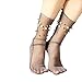 Produktbild LuckyGirls Frauen Rüschen Fischnetz Söckchen Mesh Lace Socken mit Perle Ankle Socks Seidenstrümpfe (Grau)